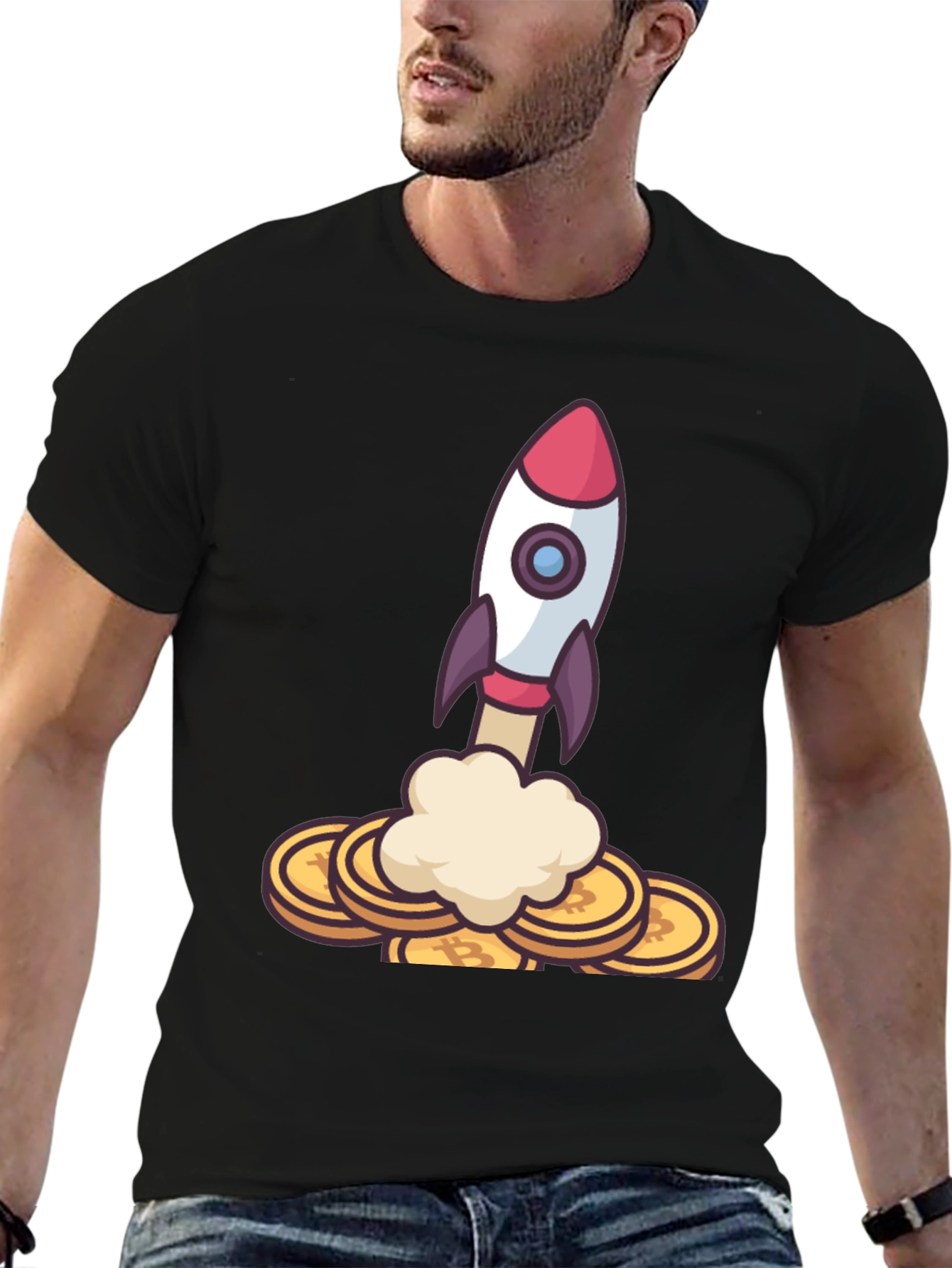 Bitcoin Rocket Launch T-Shirt - Crypto Moonshot!