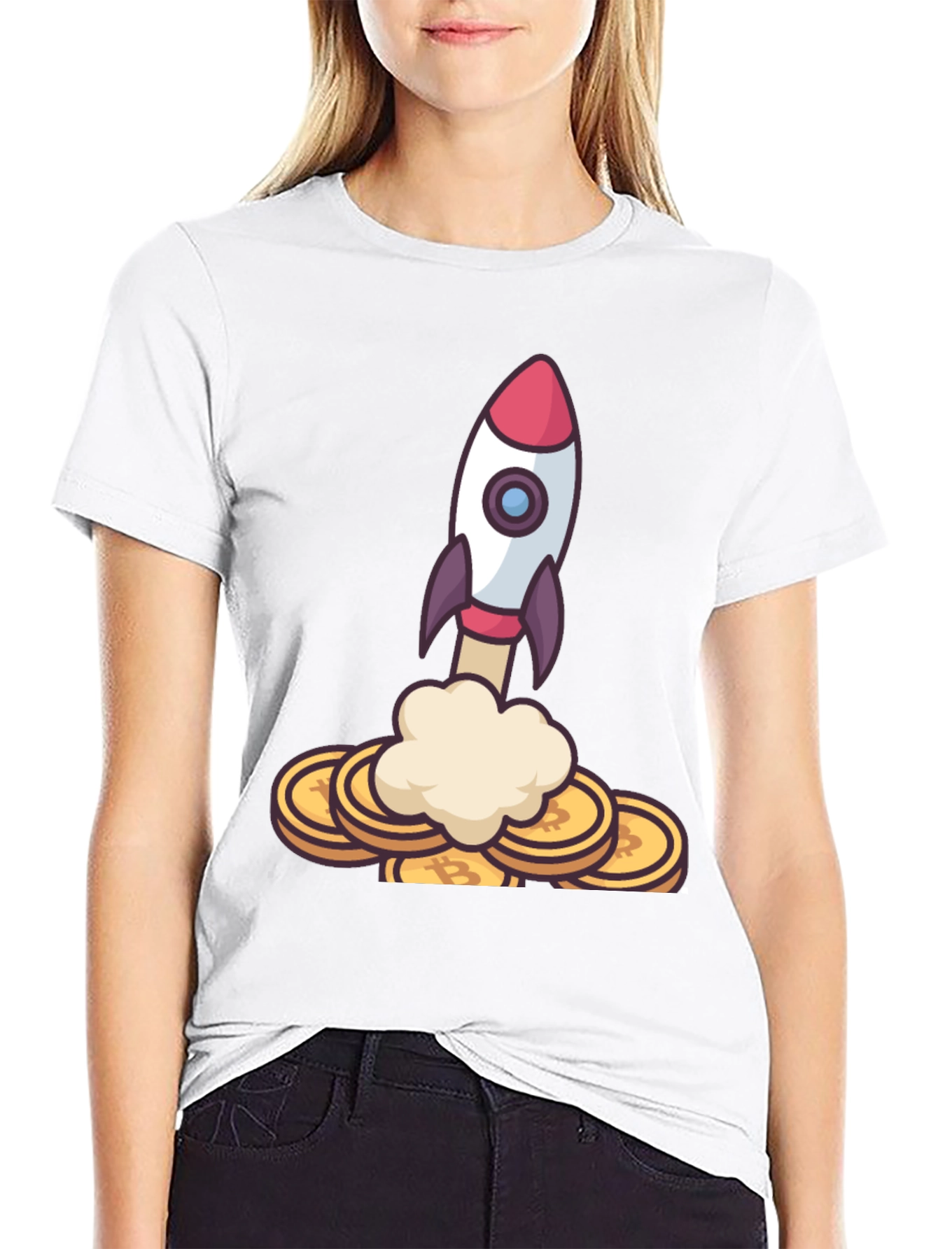 Bitcoin Rocket Launch T-Shirt - Crypto Moonshot!