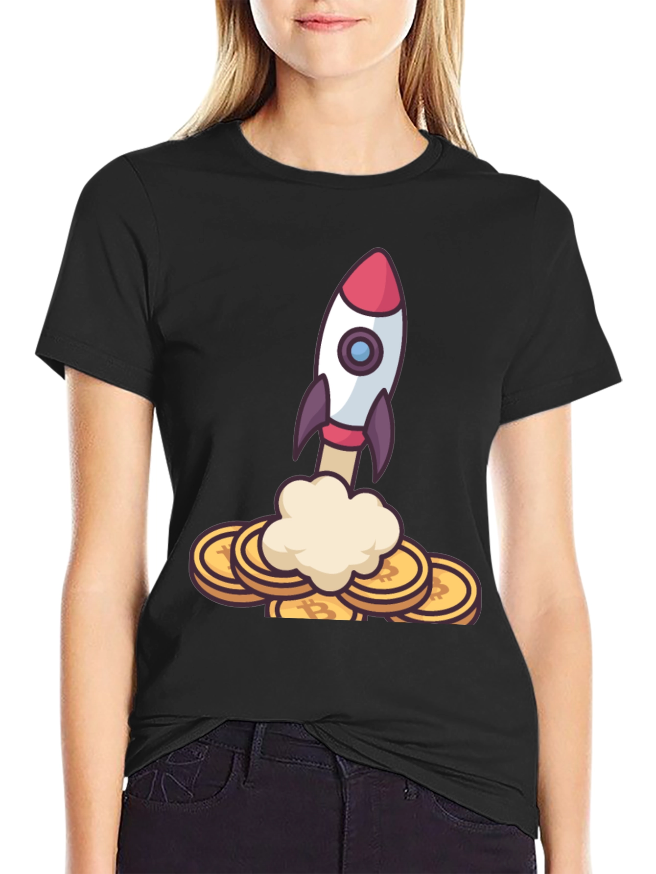 Bitcoin Rocket Launch T-Shirt - Crypto Moonshot!