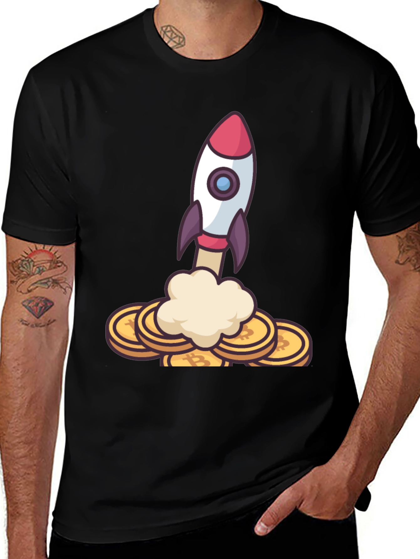 Bitcoin Rocket Launch T-Shirt - Crypto Moonshot!