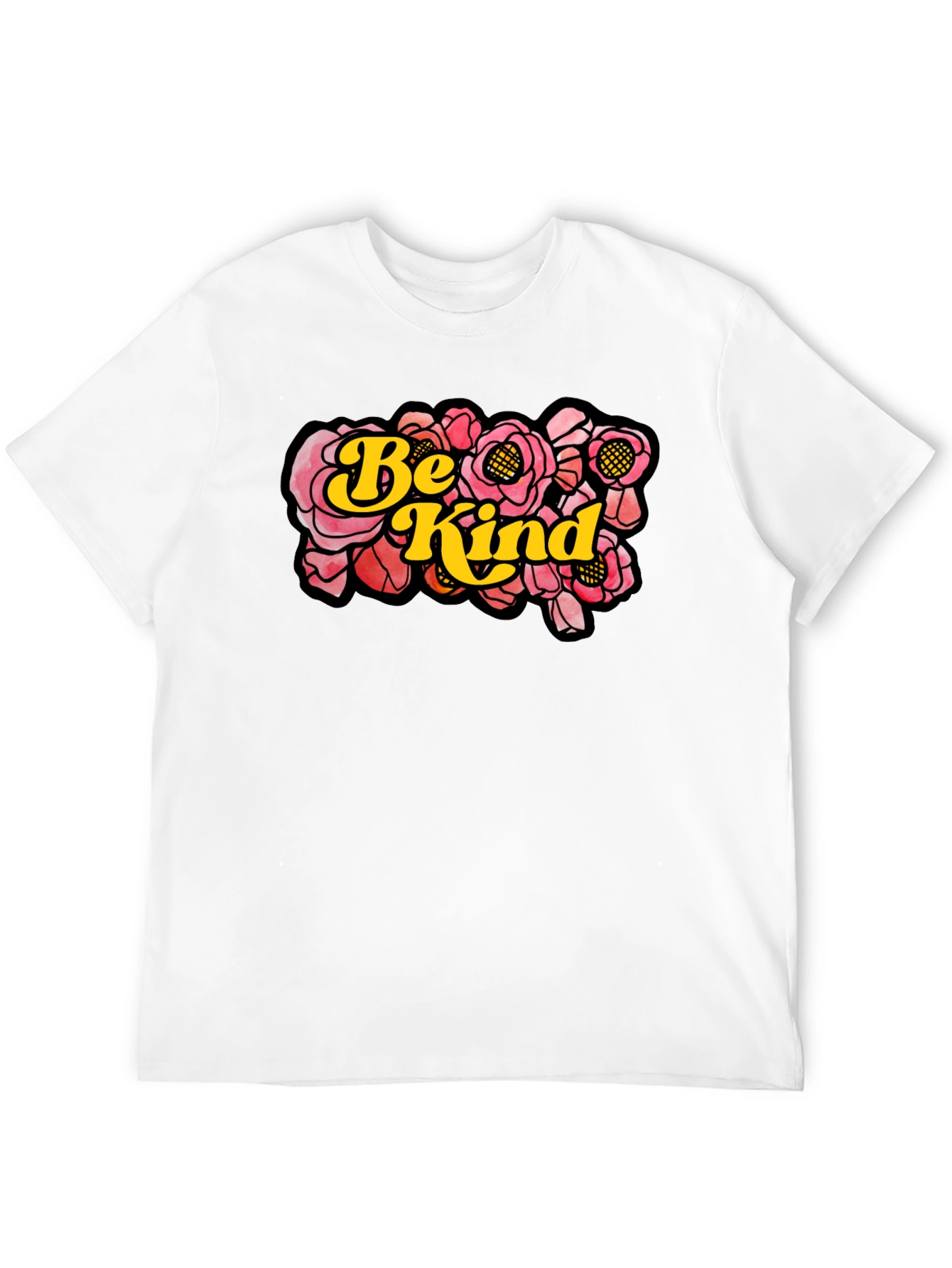Be Kind Floral Graphic T-Shirt - Black