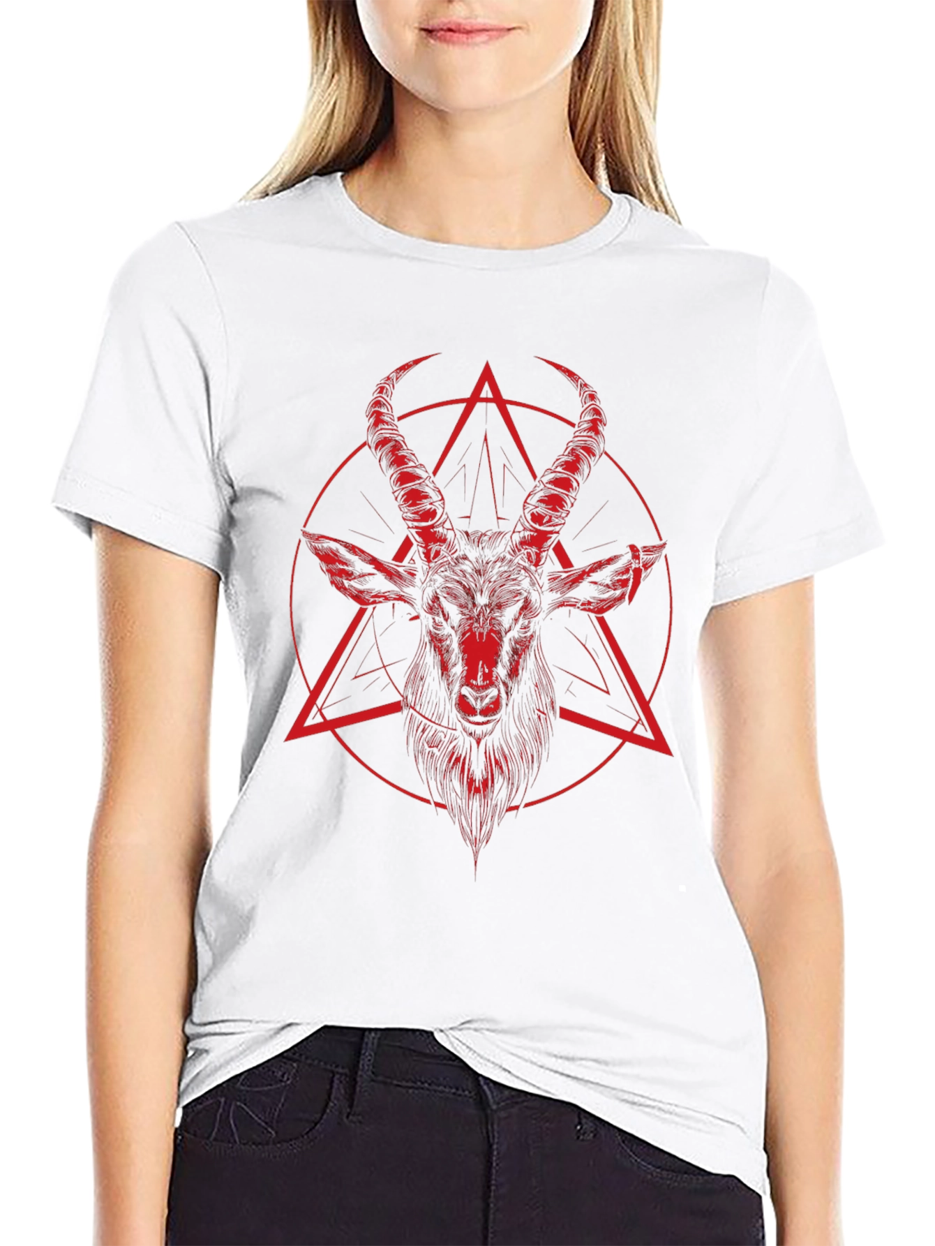 Baphomet Graphic Tee - Dark Aesthetic Cotton T-Shirt