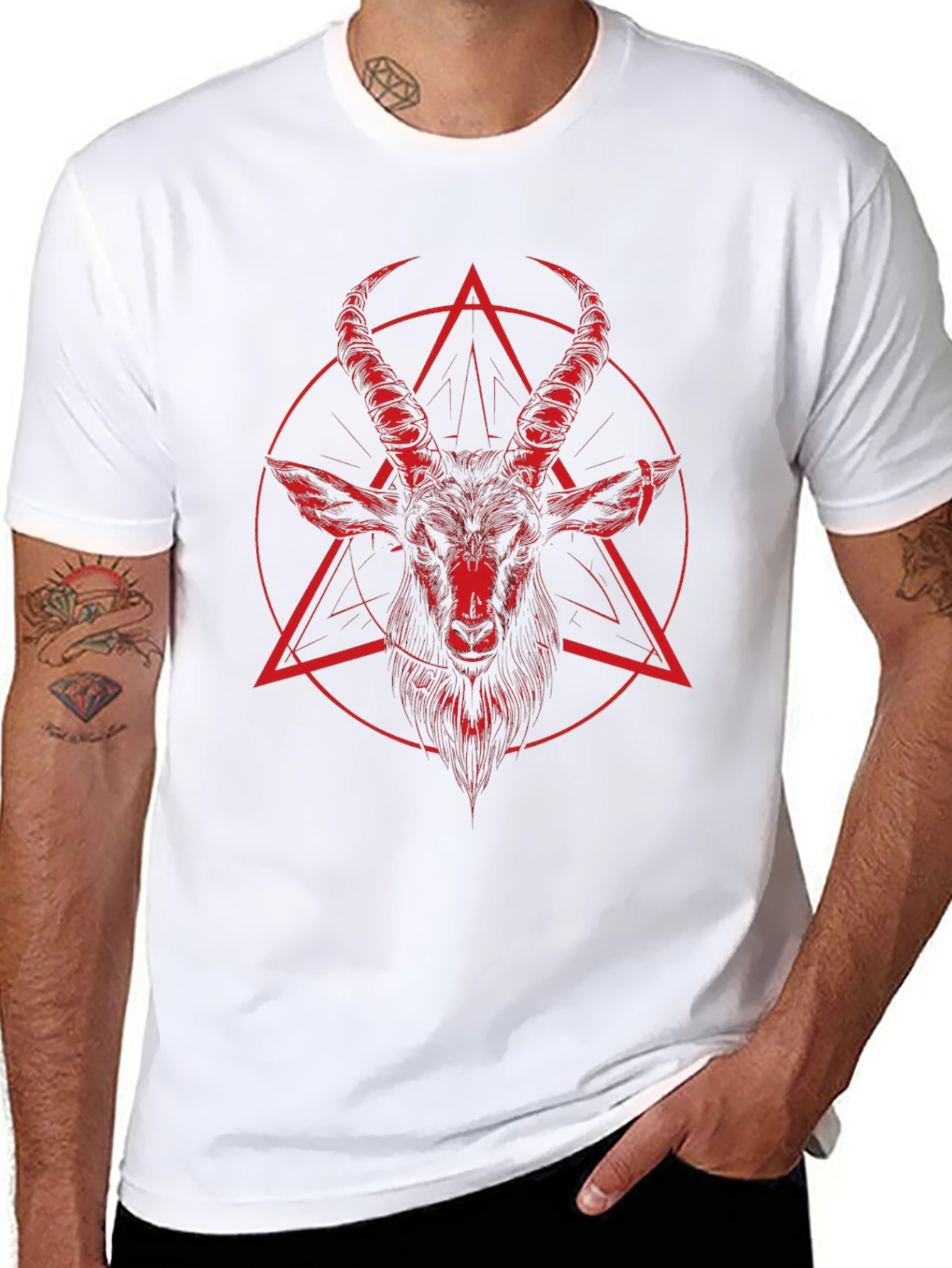 Baphomet Graphic Tee - Dark Aesthetic Cotton T-Shirt