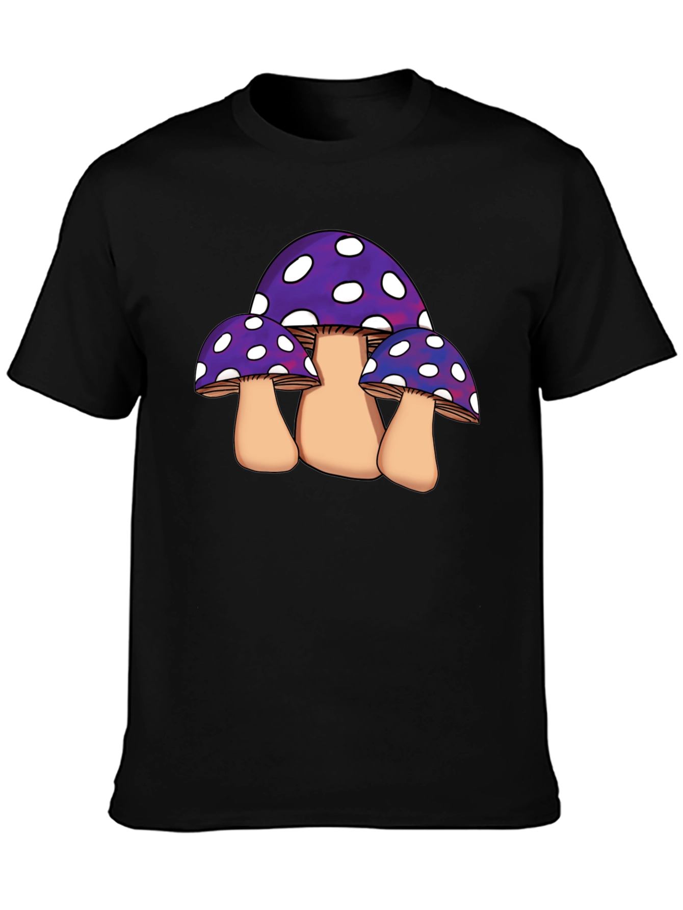 Funky Mushroom Graphic Tee - Black Cotton Blend
