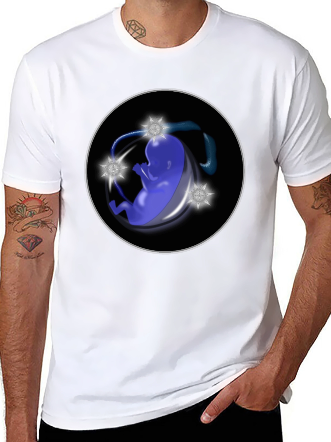 Abstract Fetus Graphic Black T-Shirt
