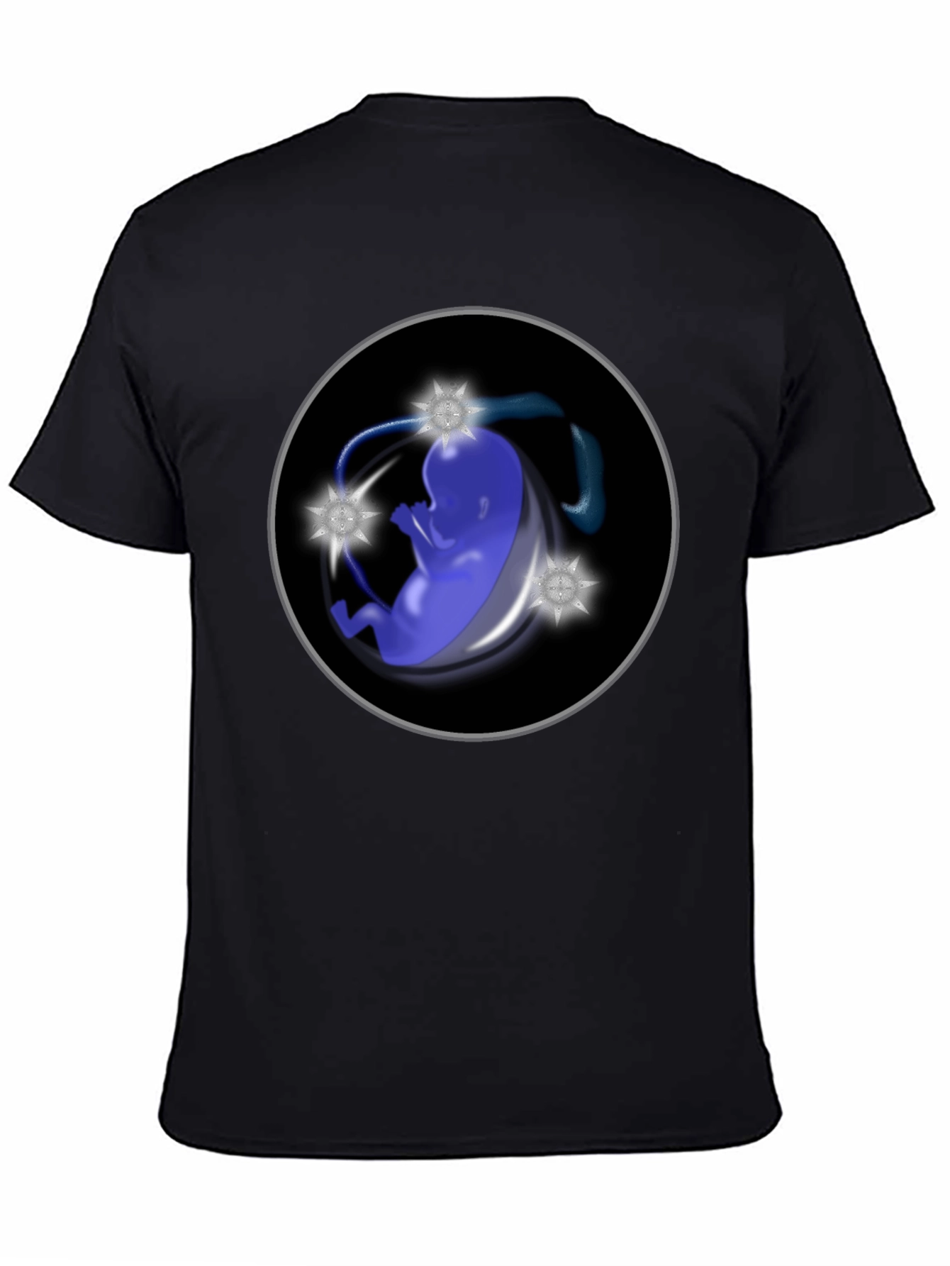 Abstract Fetus Graphic Black T-Shirt