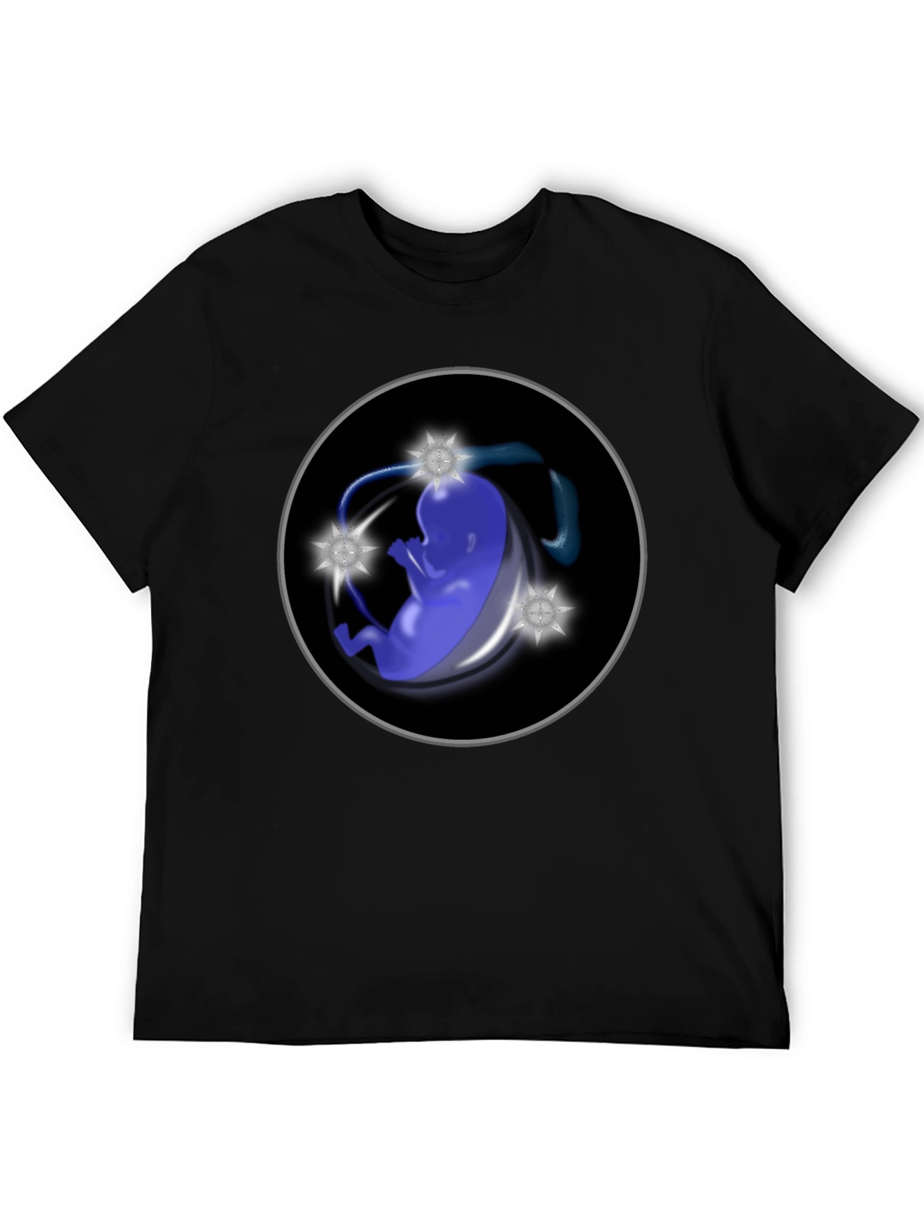 Abstract Fetus Graphic Black T-Shirt