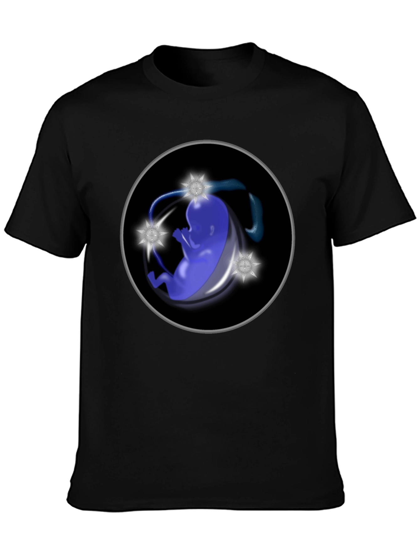 Abstract Fetus Graphic Black T-Shirt