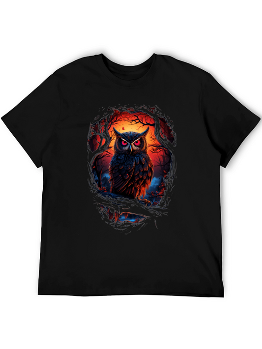 Owl Graphic Print Tee - Mens Black T-Shirt