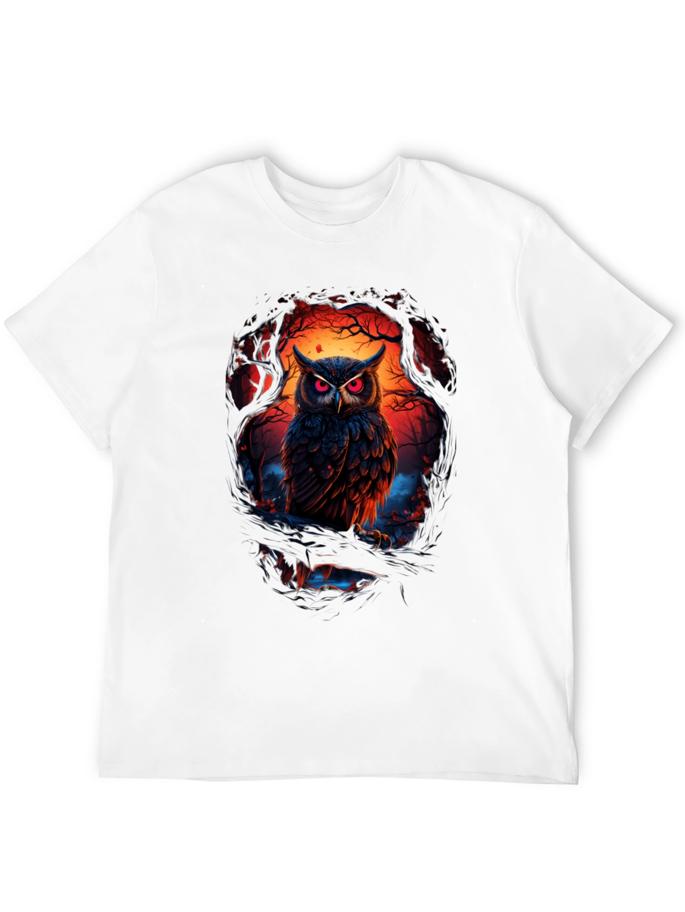 Owl Graphic Print Tee - Mens Black T-Shirt