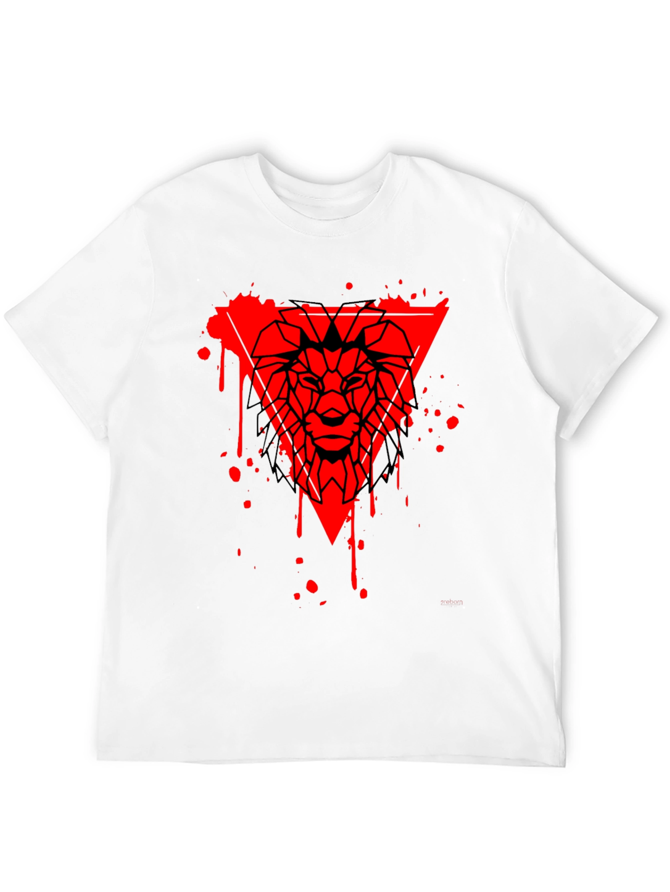 Geometric Lion Head Graphic Tee - Black
