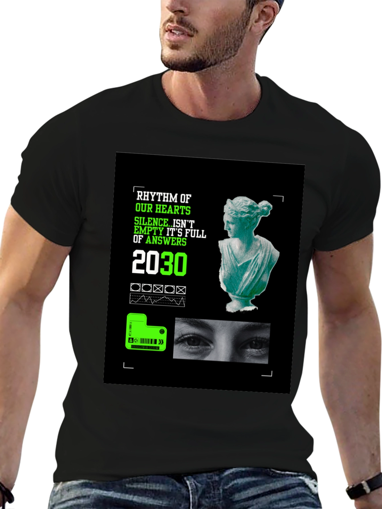Rhythm of Hearts Graphic Tee - Unique Artistic Design