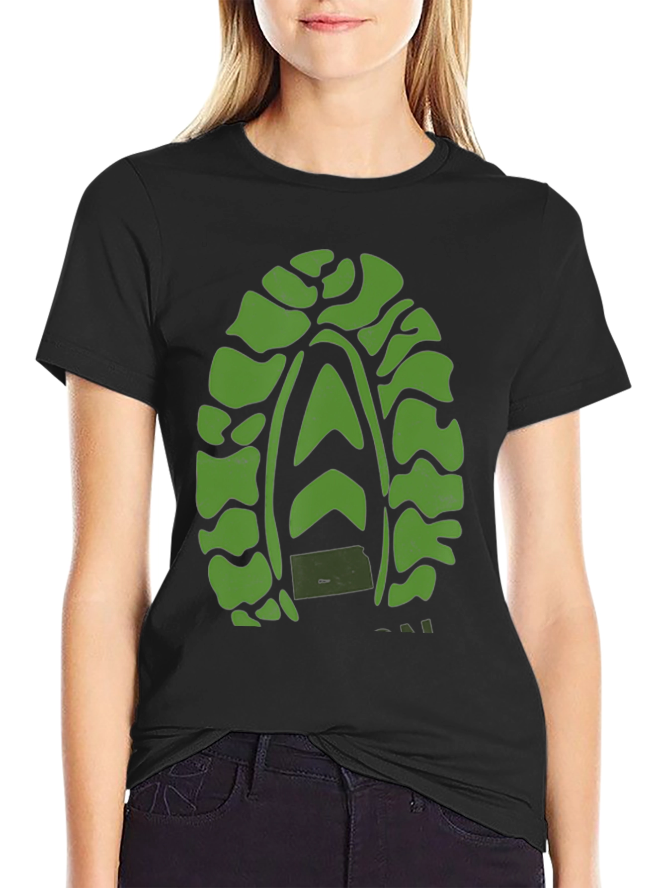 Green Tread Graphic Black T-Shirt