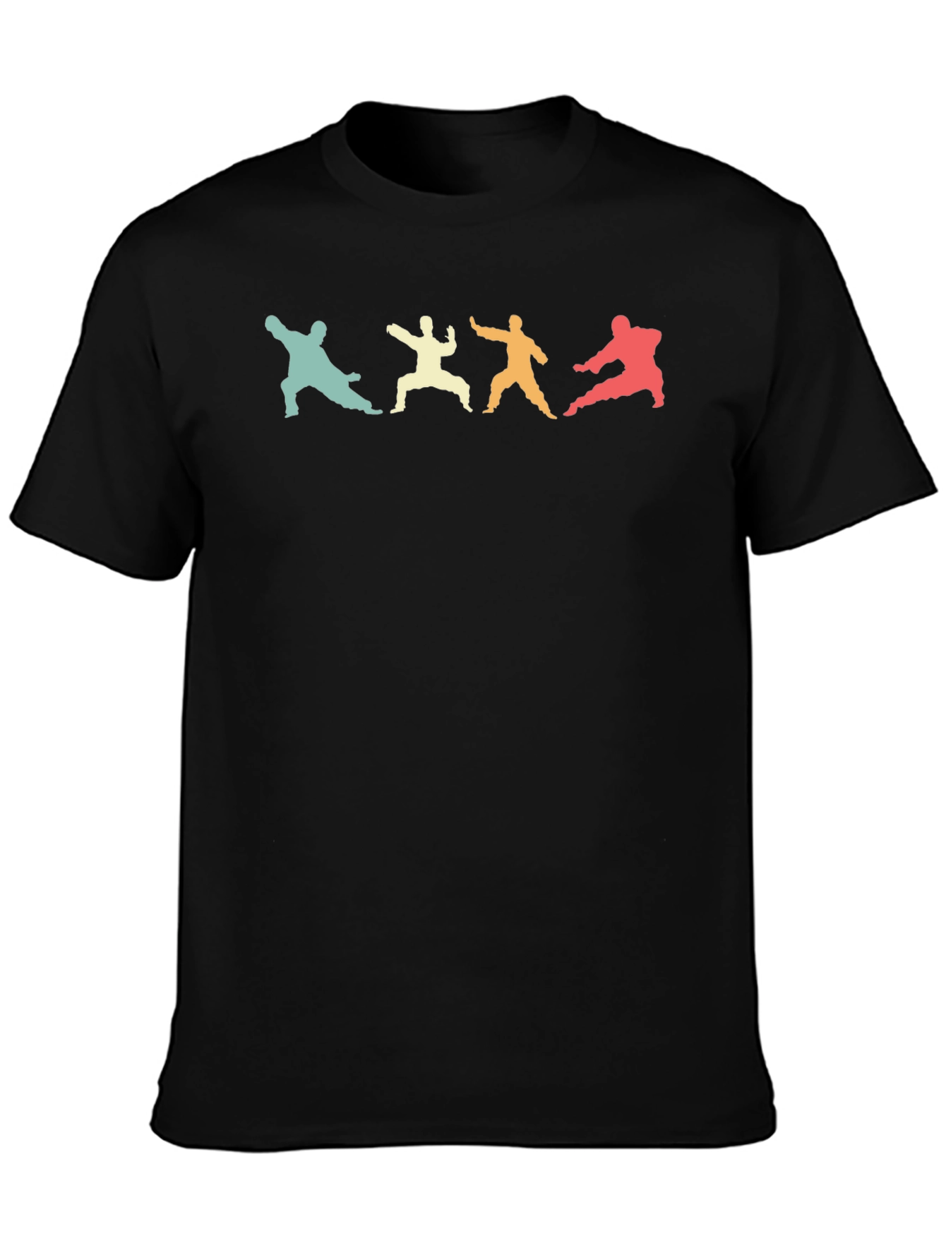 Retro Martial Arts Silhouette Black T-Shirt
