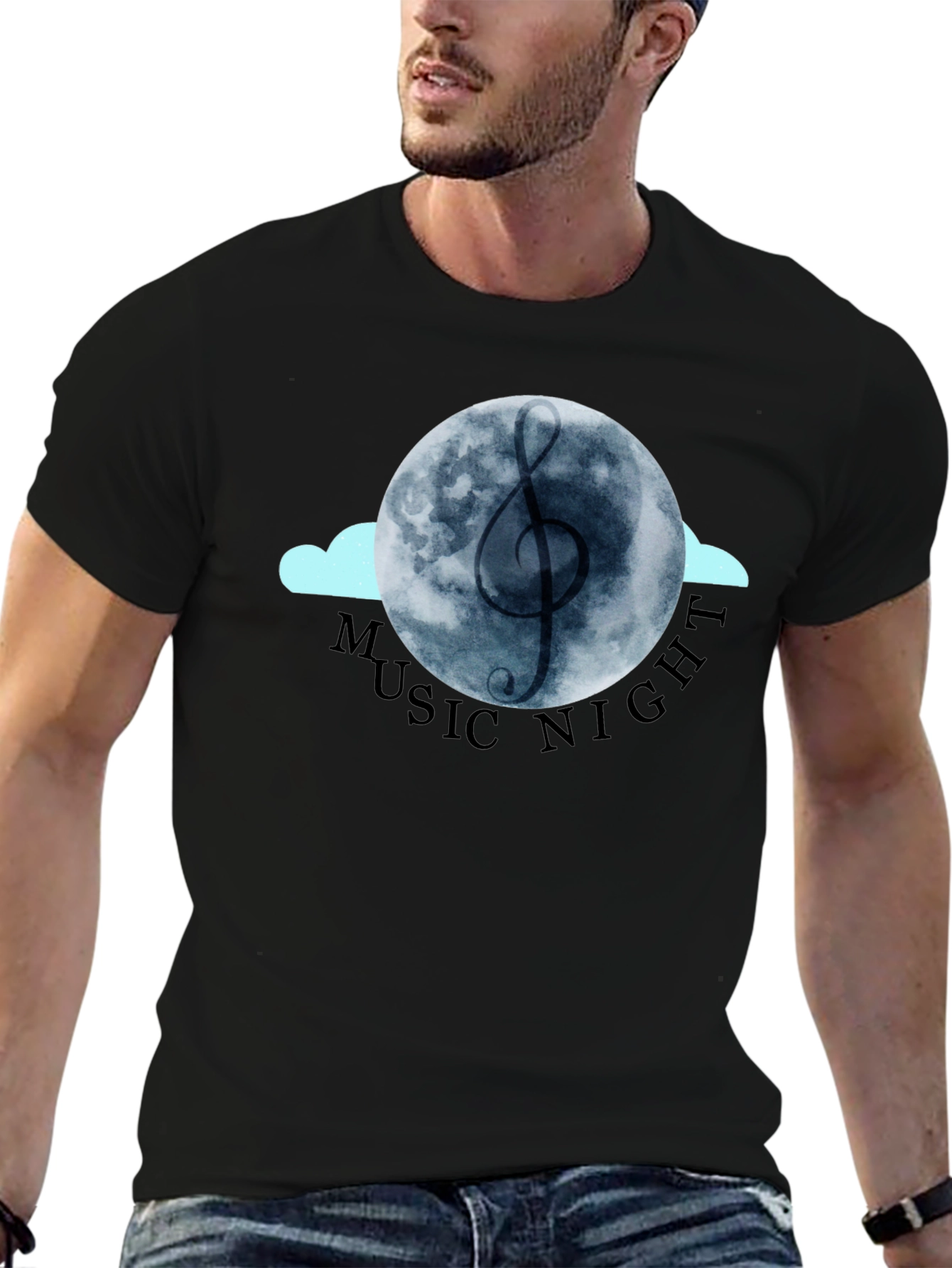 Music Night Graphic Tee - Black Cotton T-Shirt