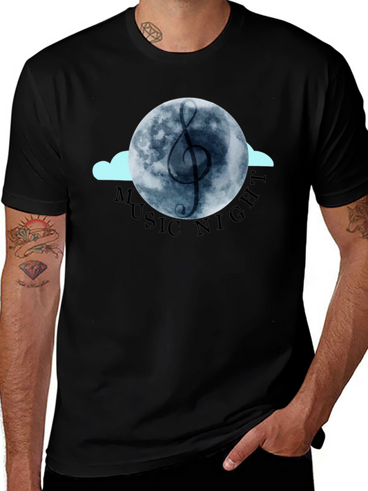 Music Night Graphic Tee - Black Cotton T-Shirt