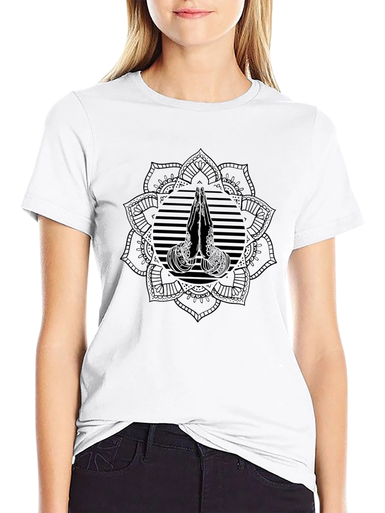 Black Mandala Hands T-Shirt - Stylish Graphic Tee