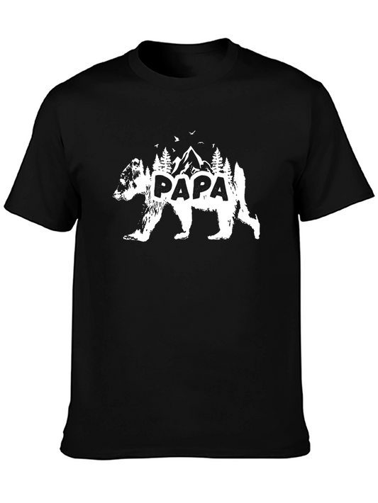 Papa Bear Graphic Tee - Mountain Design Dad T-Shirt