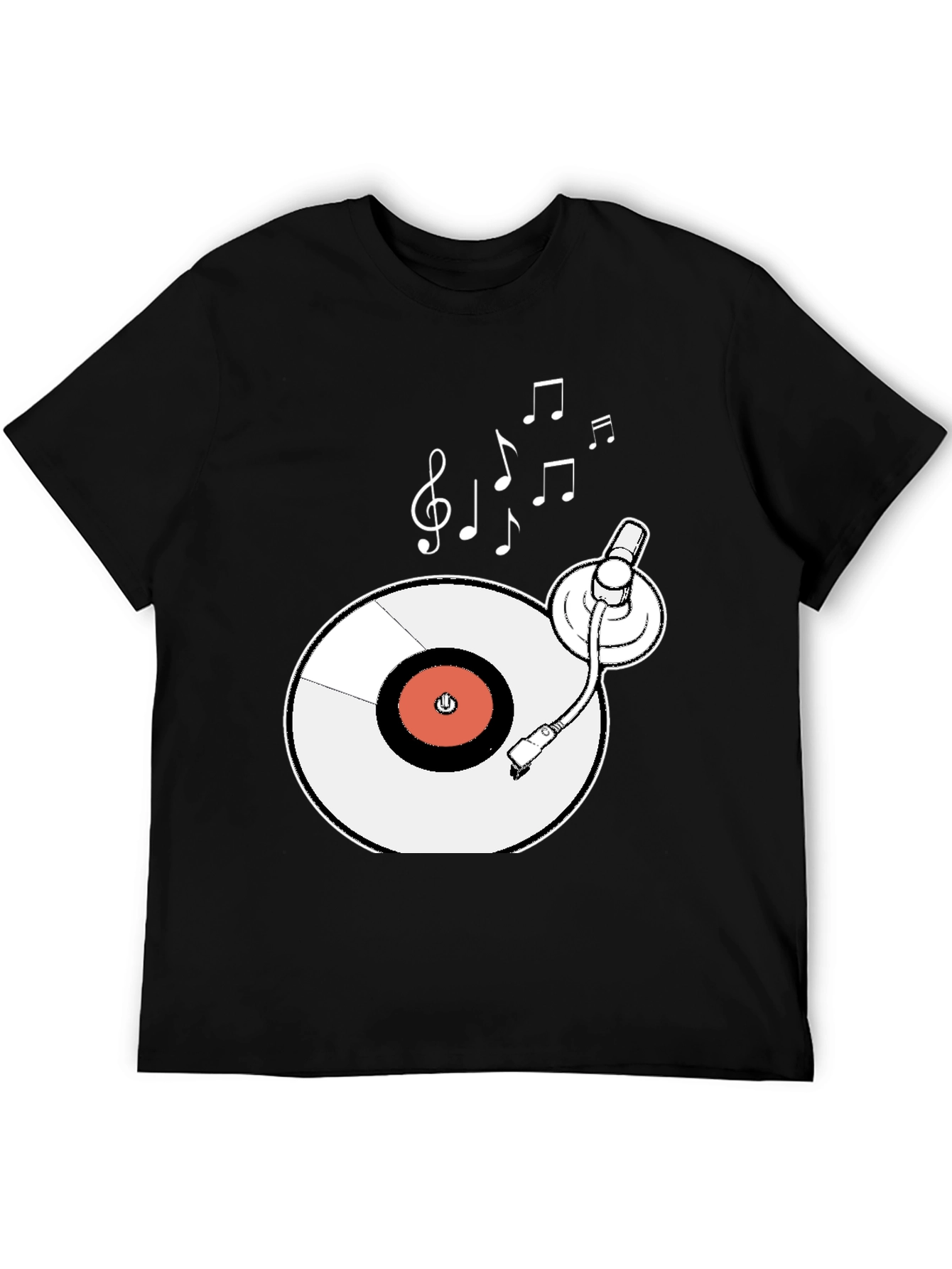 Retro Turntable Music T-Shirt - Black