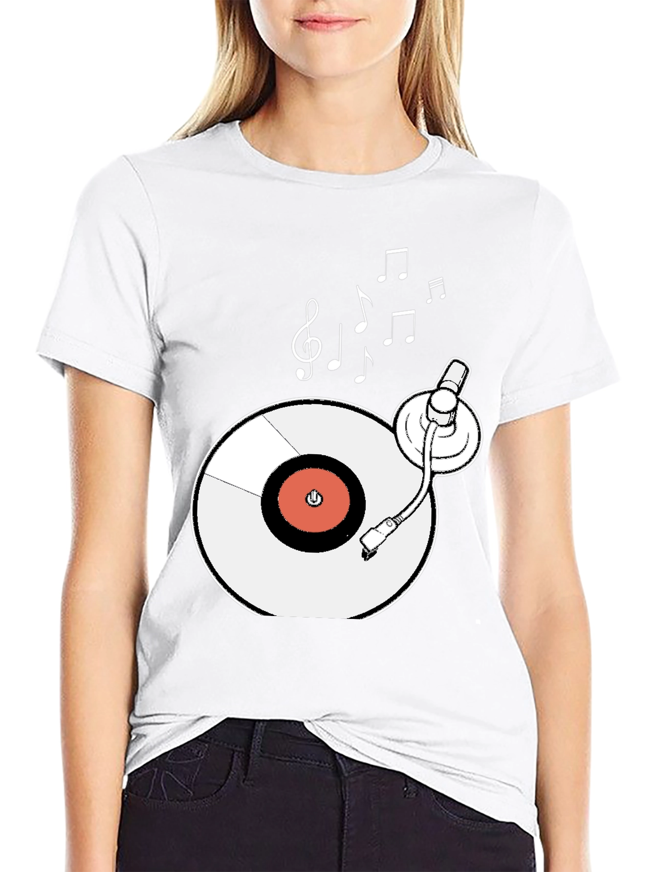 Retro Turntable Music T-Shirt - Black