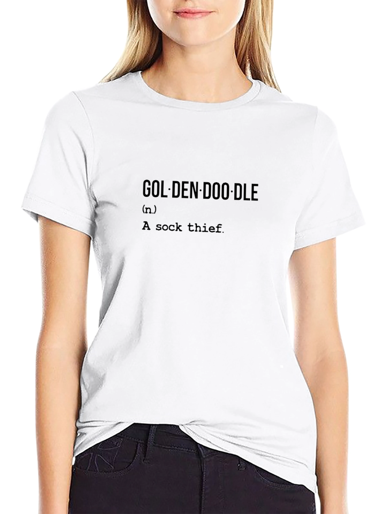 Goldendoodle Sock Thief Graphic Tee - Black