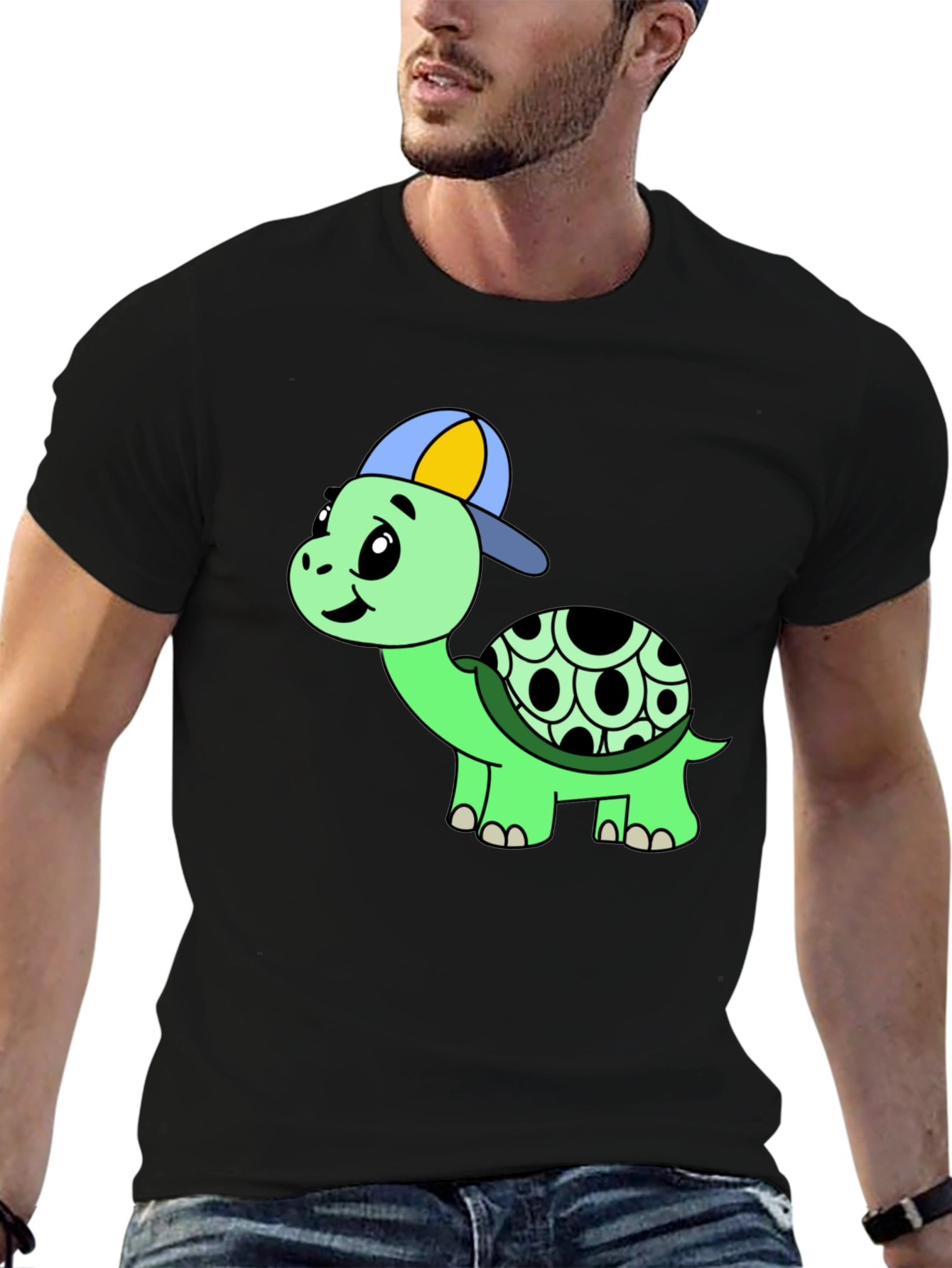 Cool Turtle Graphic Tee - Black Cotton Shirt
