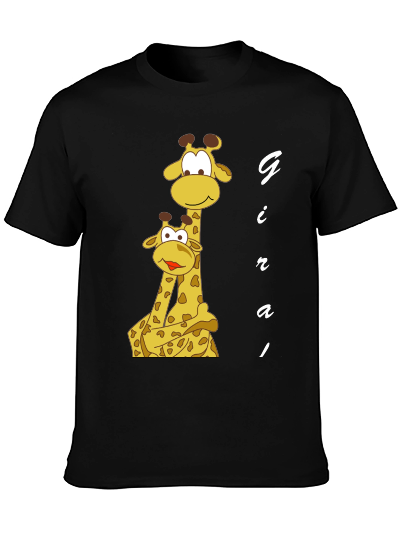 Cute Giraffe T-Shirt - Black Cotton Blend