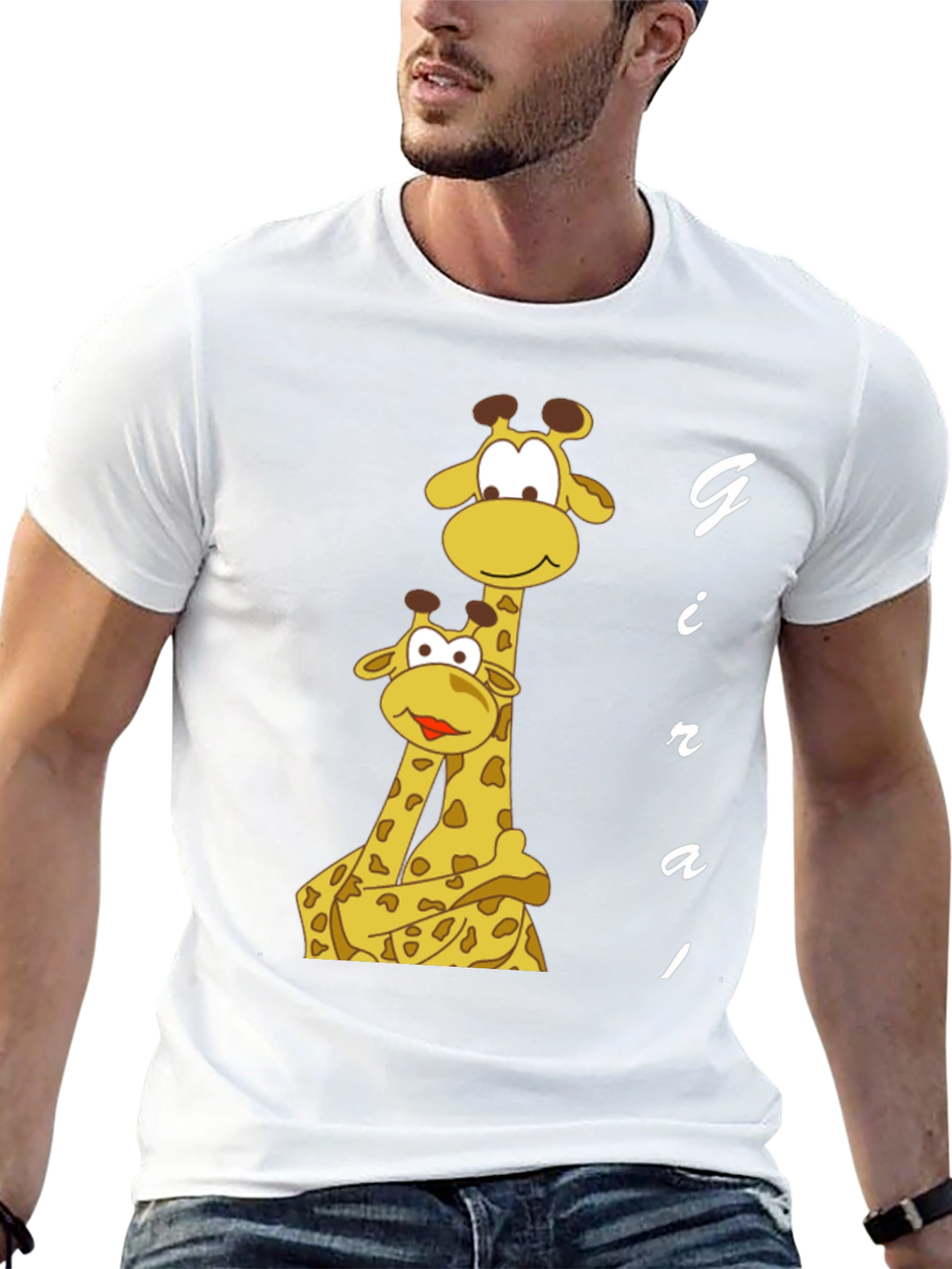 Cute Giraffe T-Shirt - Black Cotton Blend