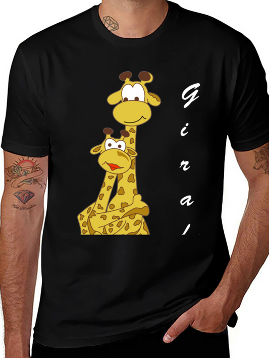 Cute Giraffe T-Shirt - Black Cotton Blend