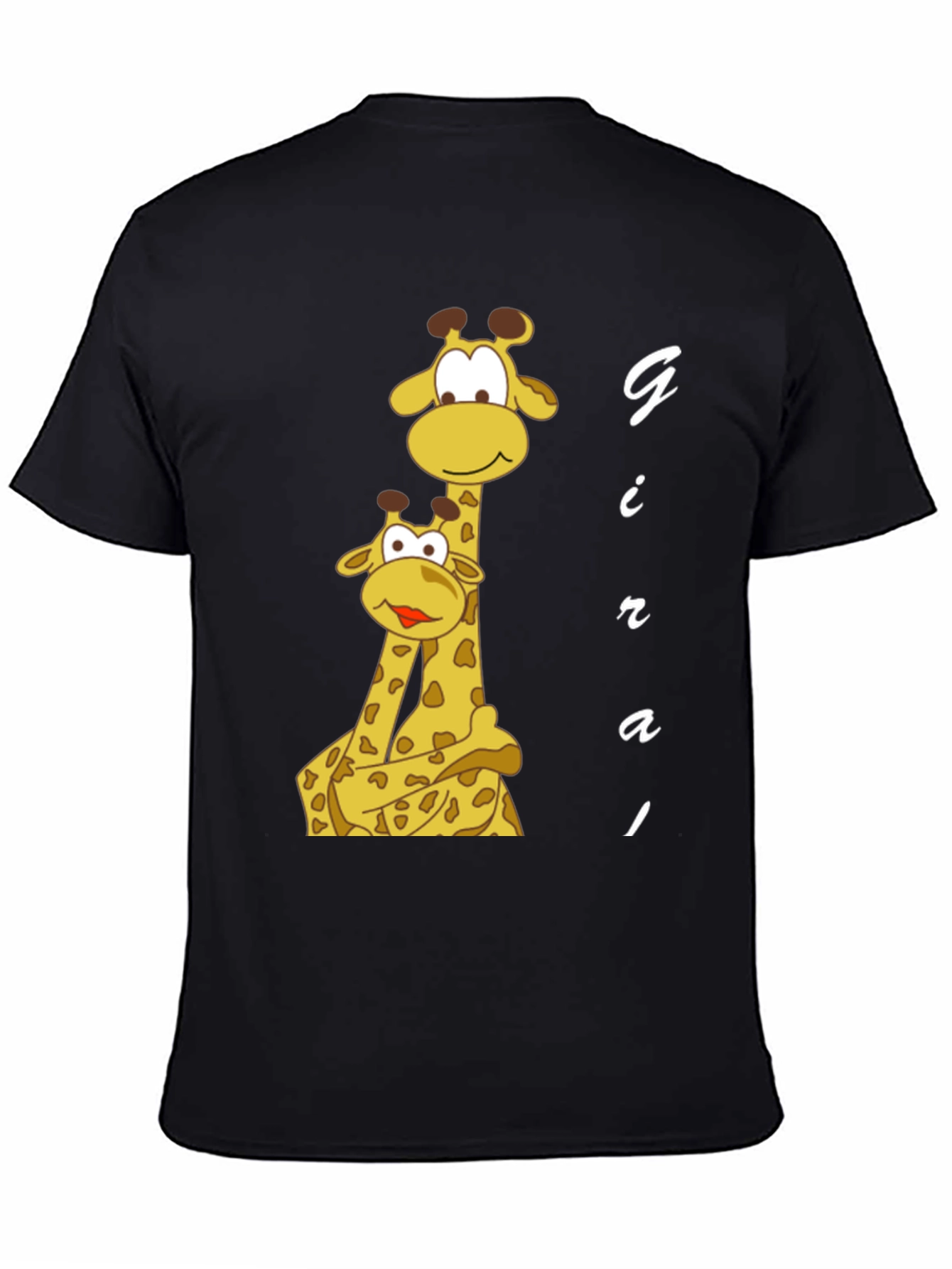 Cute Giraffe T-Shirt - Black Cotton Blend