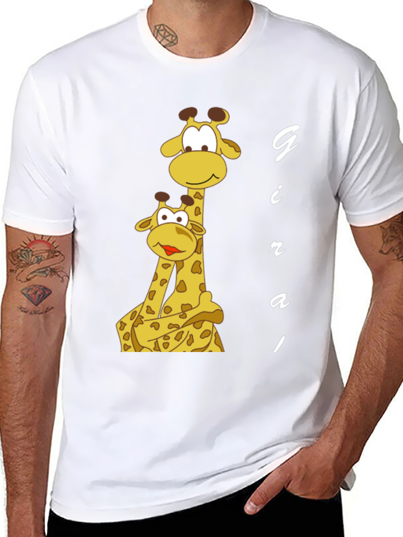 Cute Giraffe T-Shirt - Black Cotton Blend