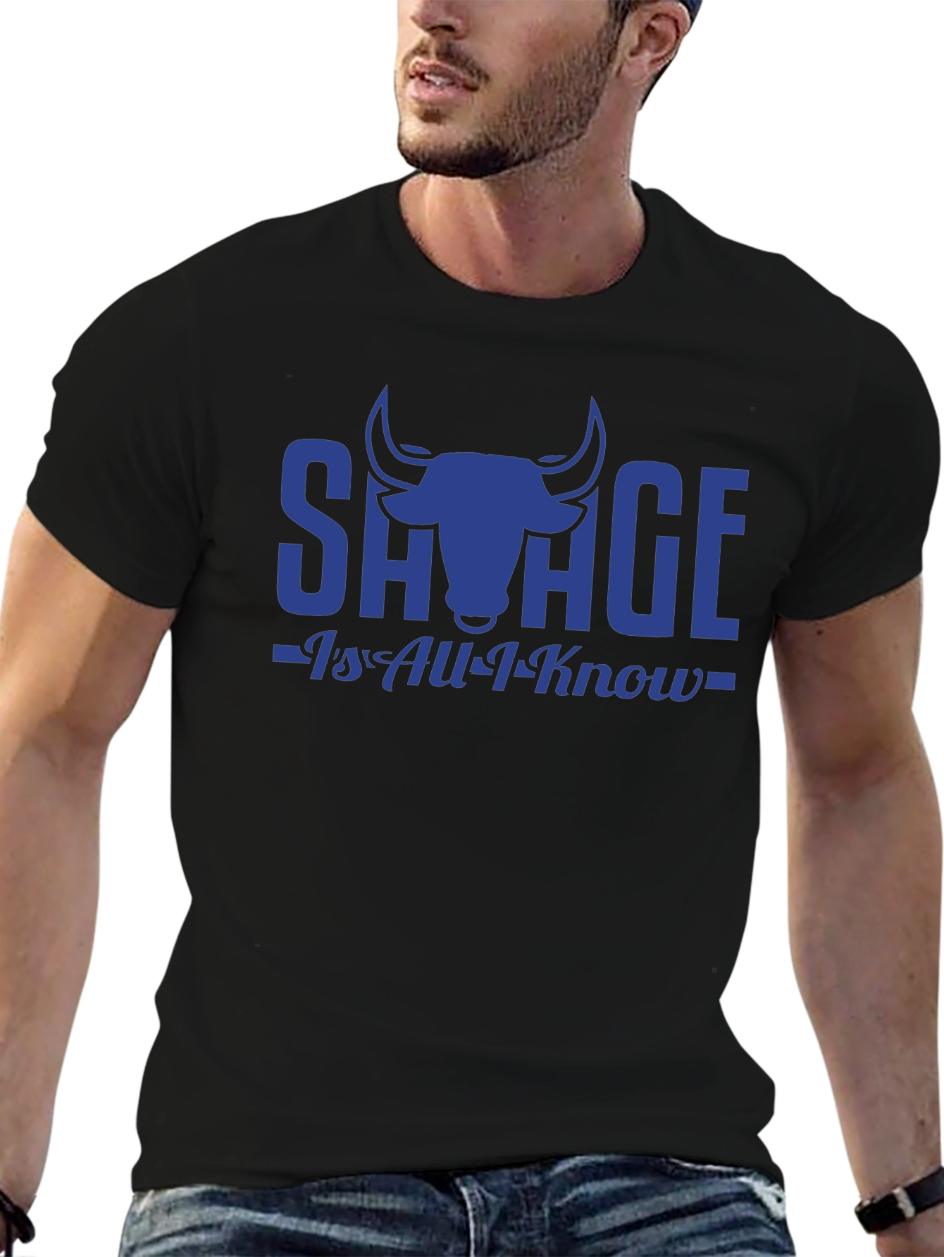 Savage Bull Graphic Print Black T-Shirt