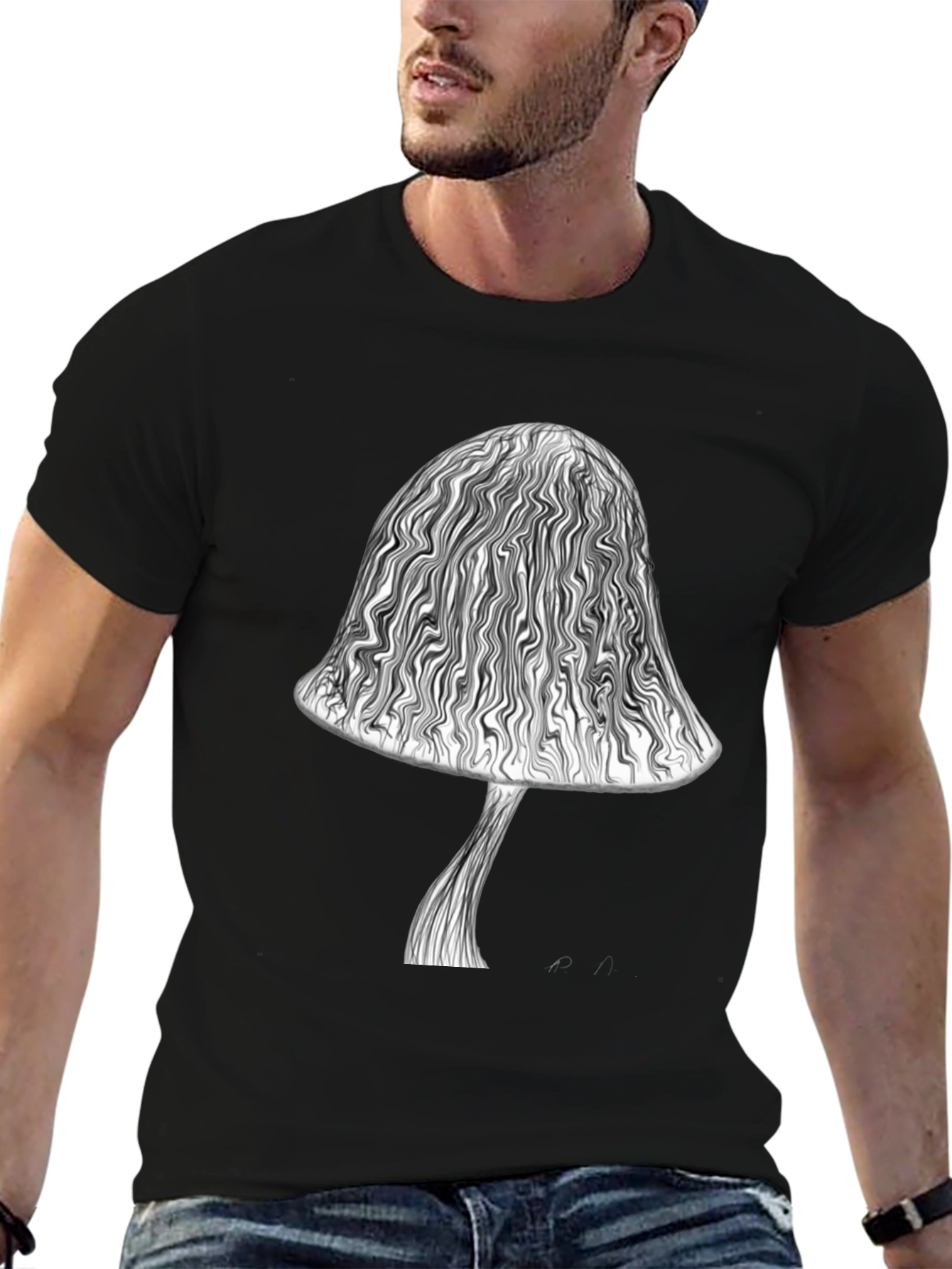Mushroom Graphic Tee - Unique Swirl Design