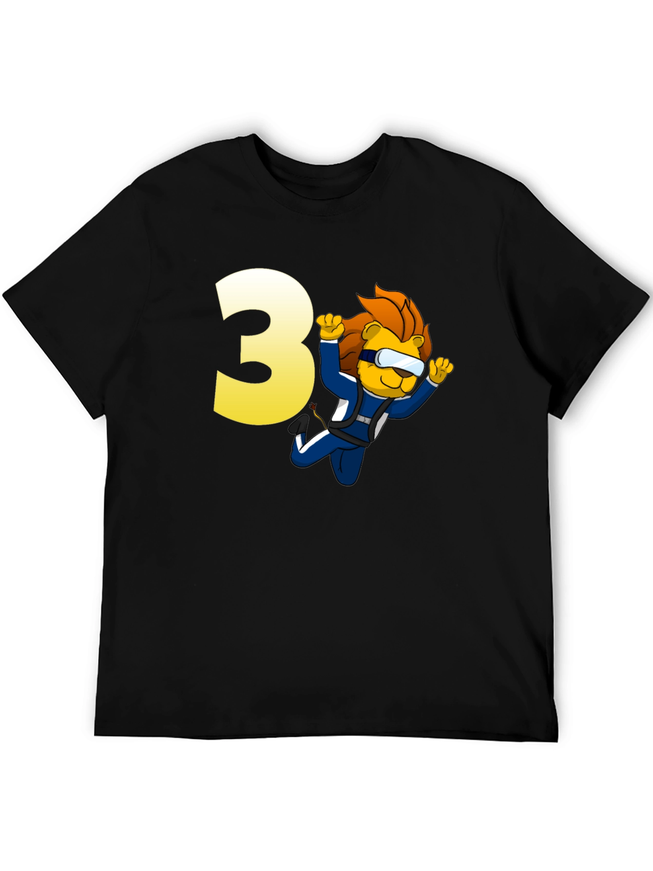 Lion Skydiver Birthday T-Shirt - Number 3