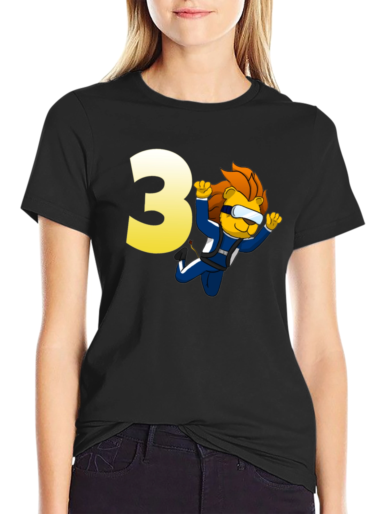 Lion Skydiver Birthday T-Shirt - Number 3