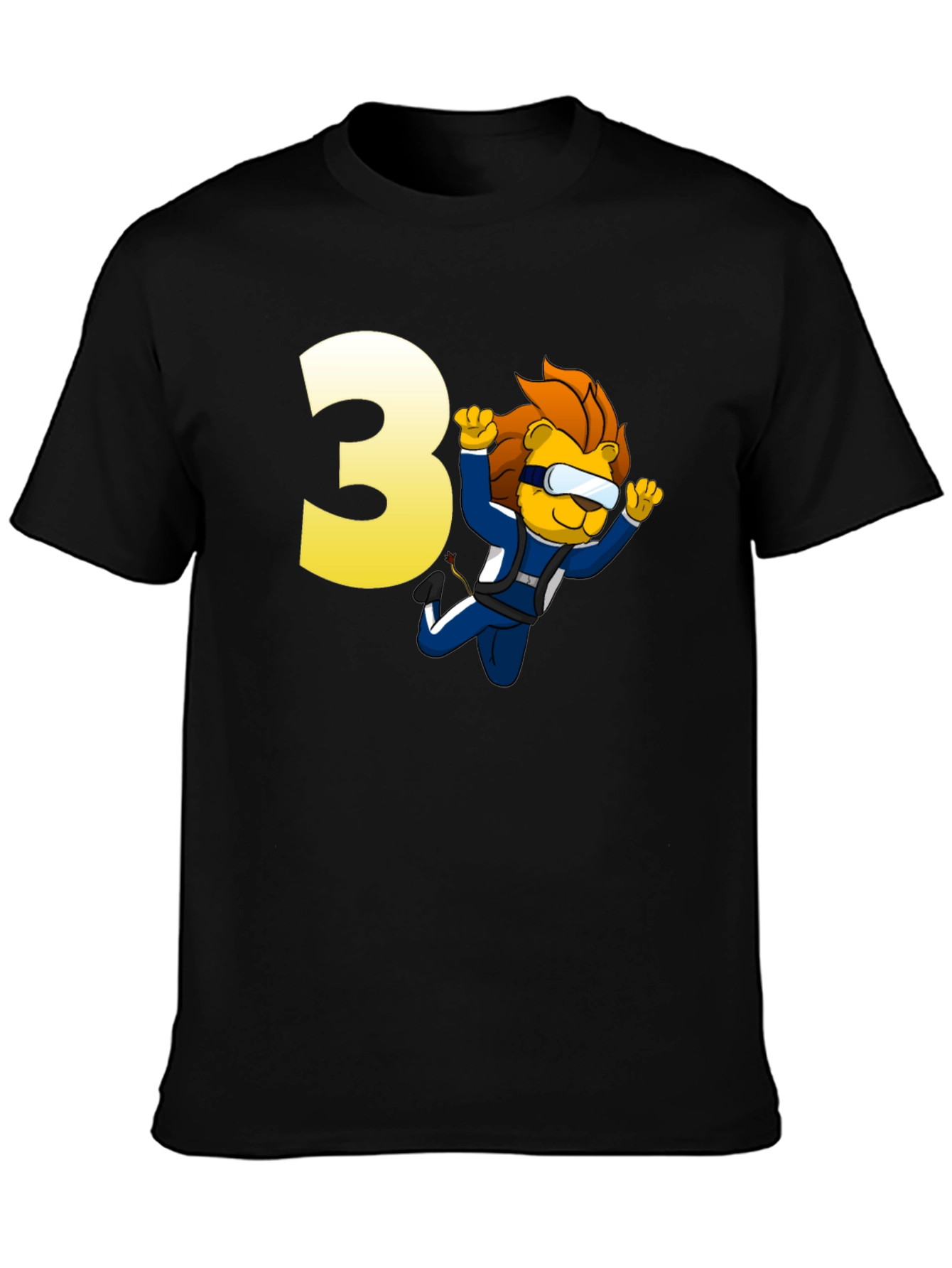 Lion Skydiver Birthday T-Shirt - Number 3