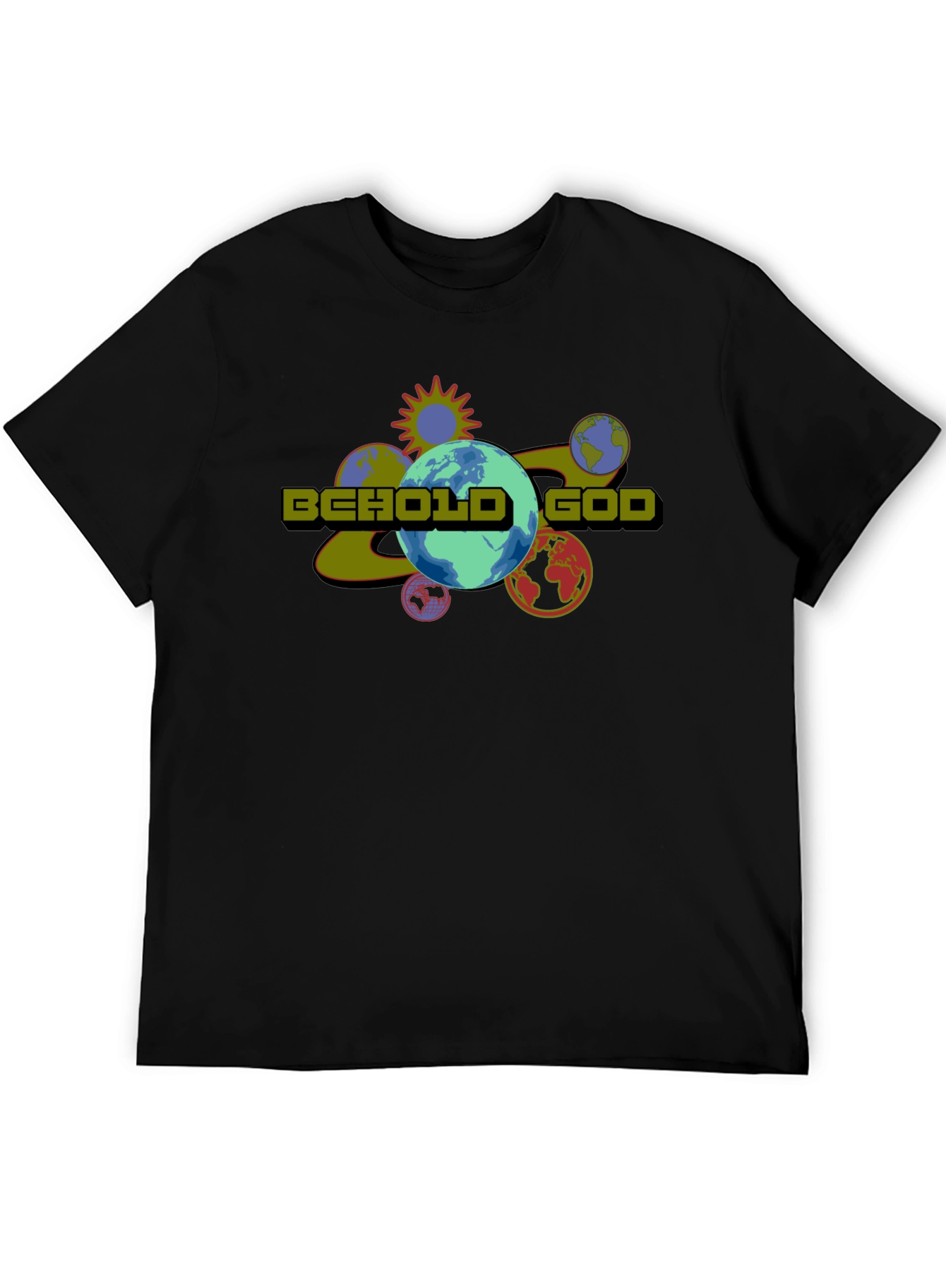 Behold God Graphic Print Black T-Shirt
