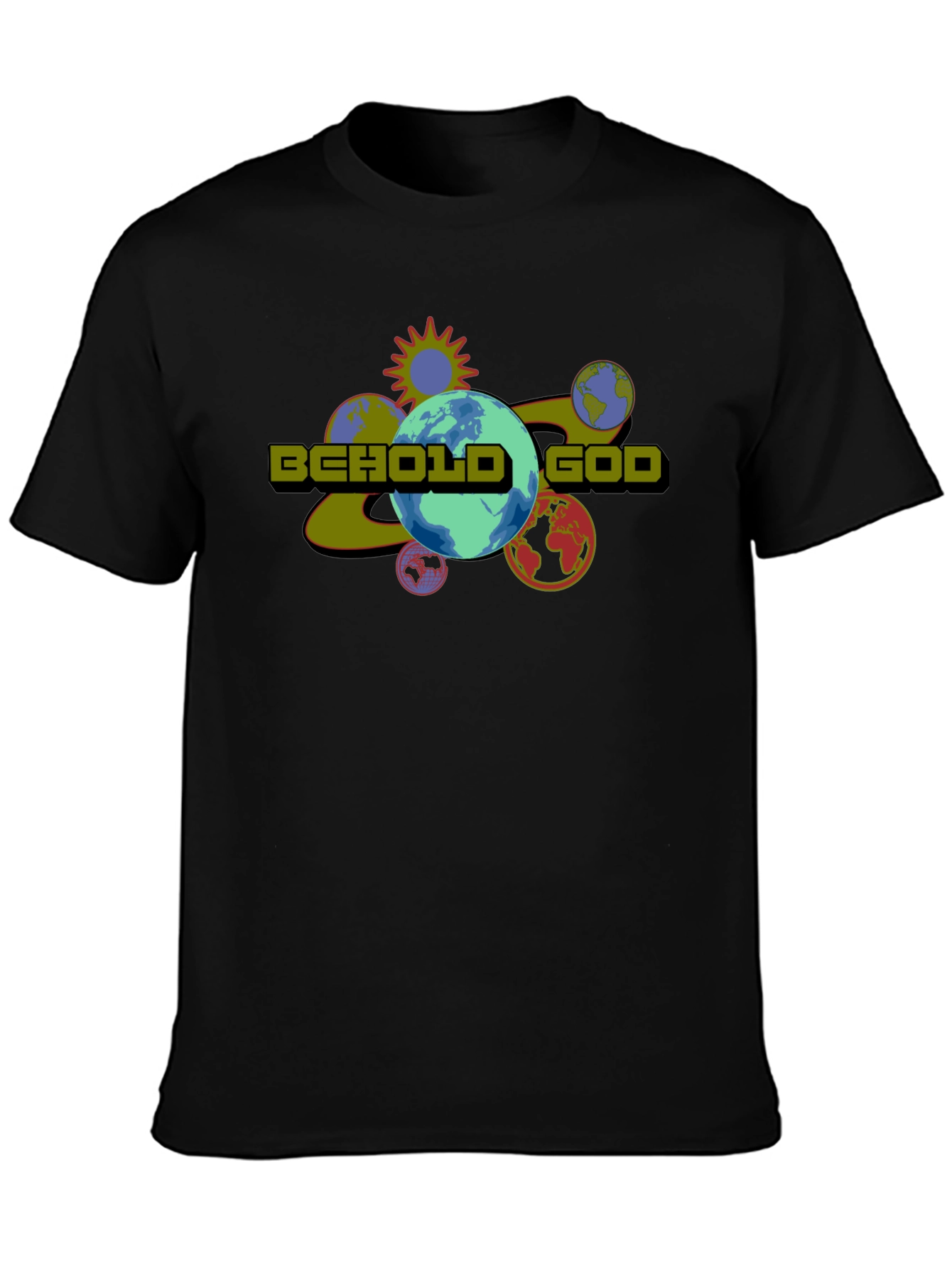 Behold God Graphic Print Black T-Shirt