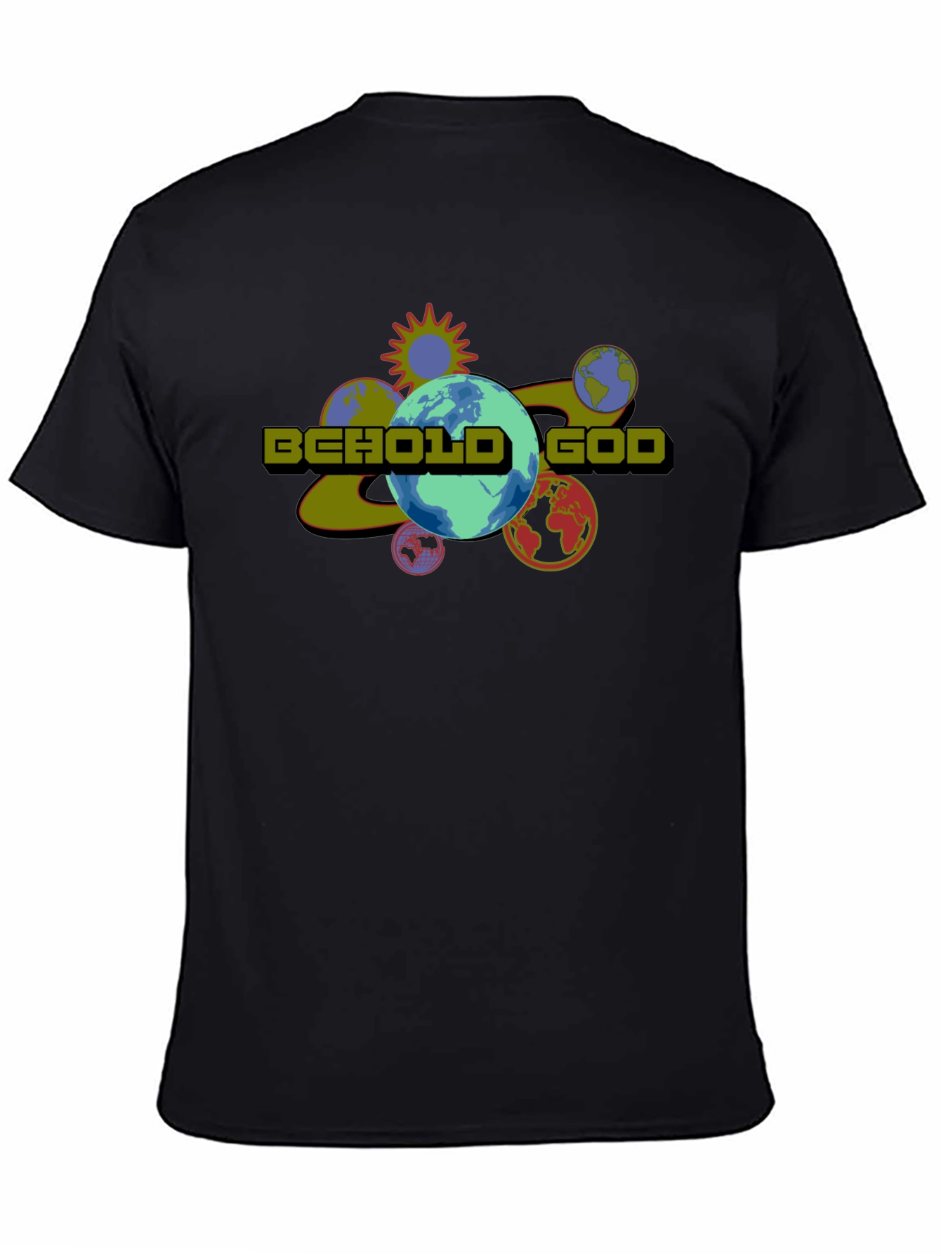 Behold God Graphic Print Black T-Shirt