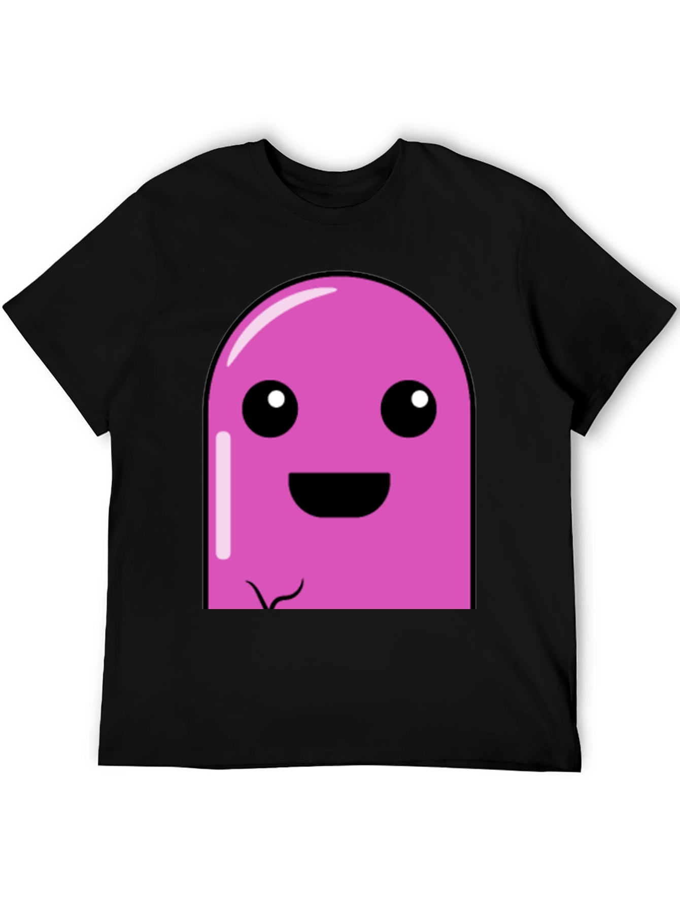 Pink Cartoon Character Graphic Black T-Shirt