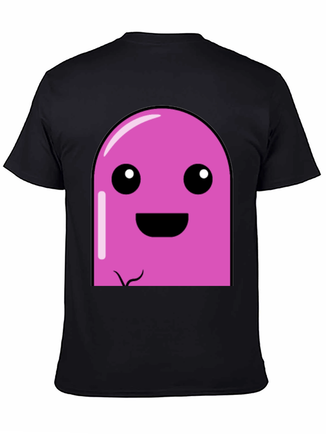 Pink Cartoon Character Graphic Black T-Shirt