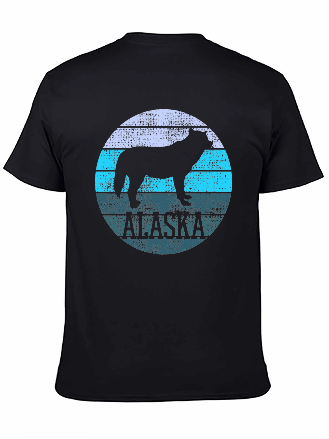 Alaska Wolf Graphic Print Black T-Shirt