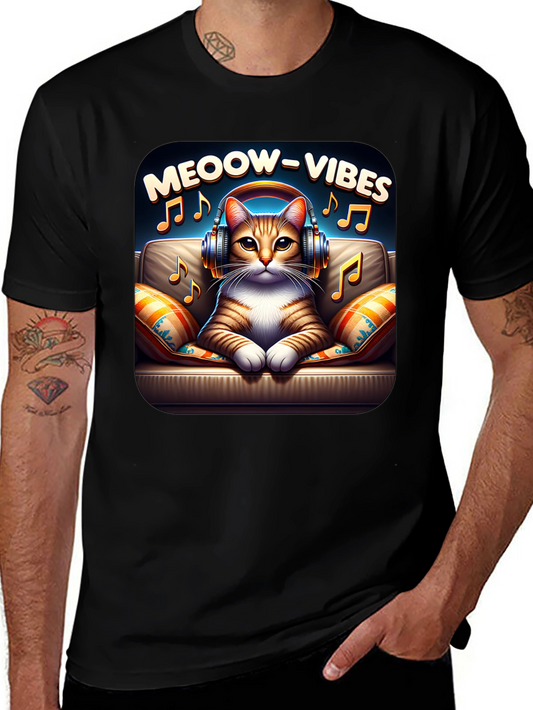 Meoow Vibes Cat T-Shirt - Music Lover Tee