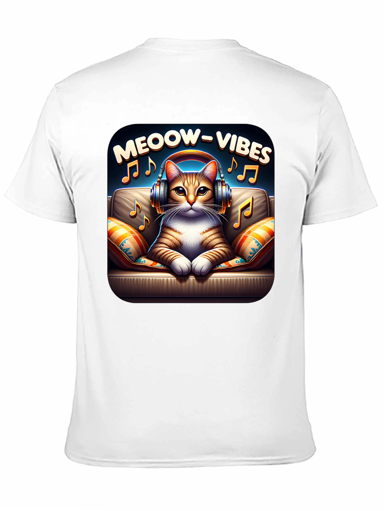 Meoow Vibes Cat T-Shirt - Music Lover Tee