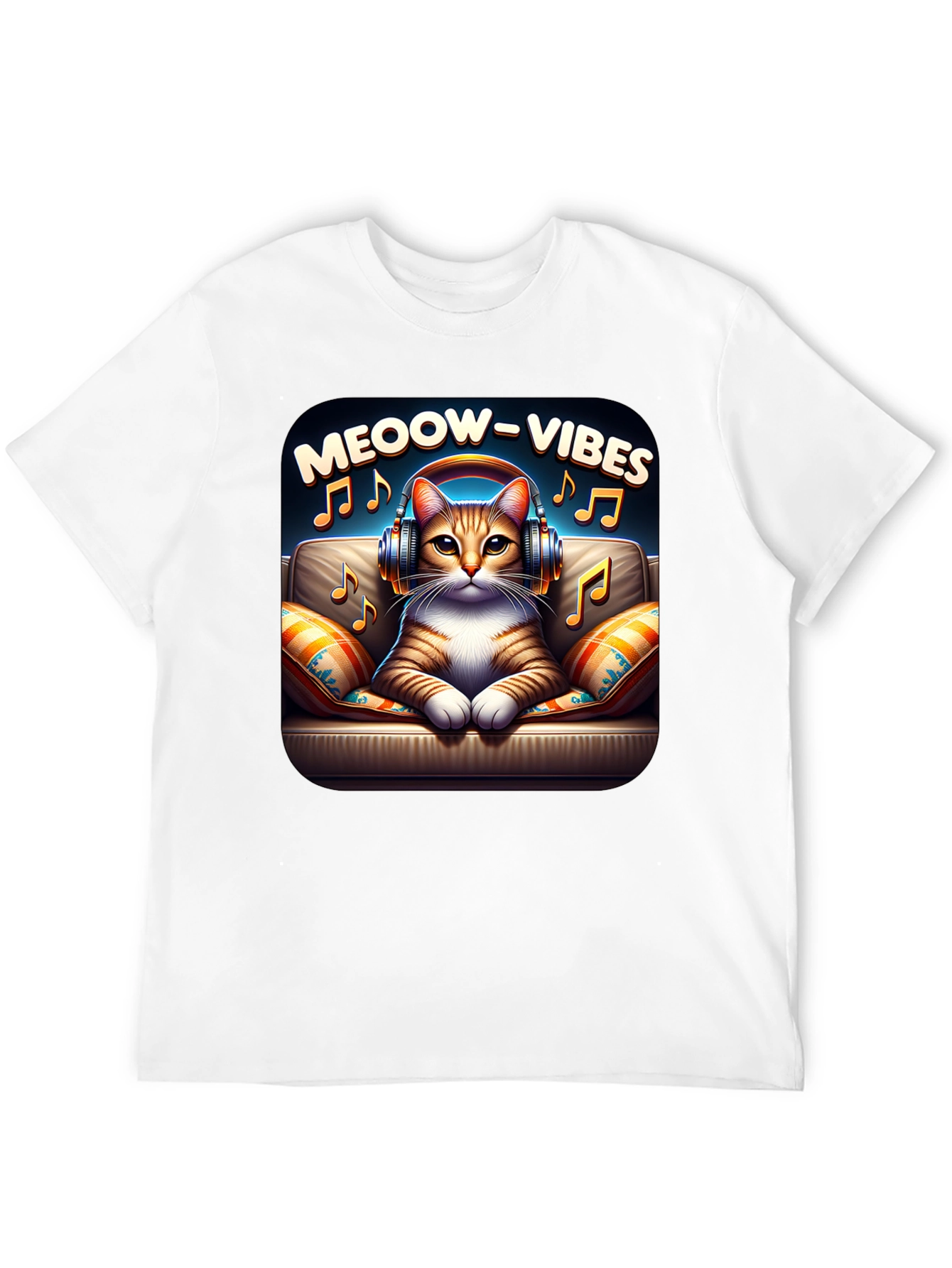 Meoow Vibes Cat T-Shirt - Music Lover Tee