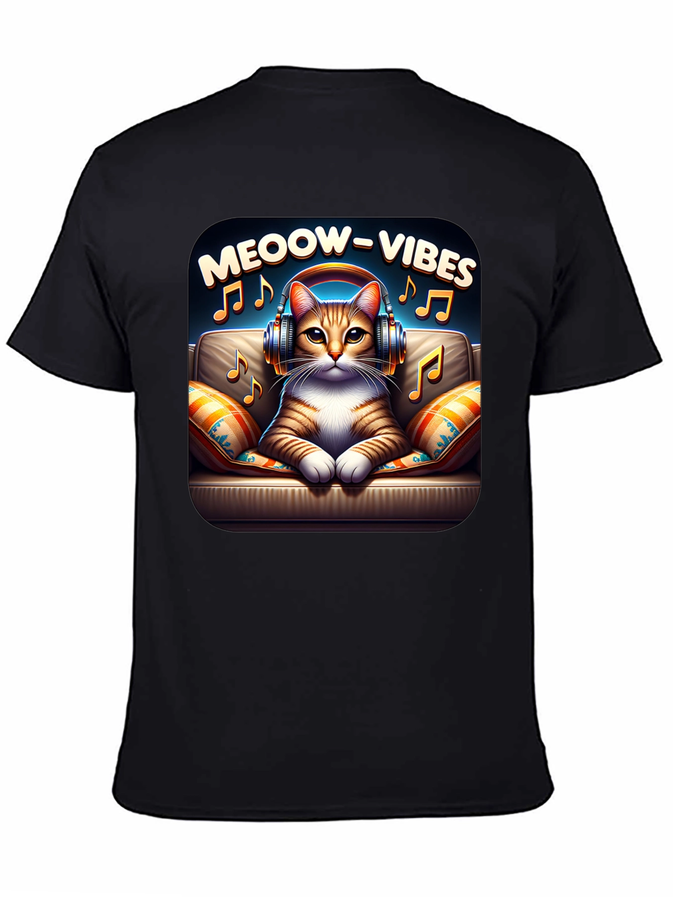 Meoow Vibes Cat T-Shirt - Music Lover Tee