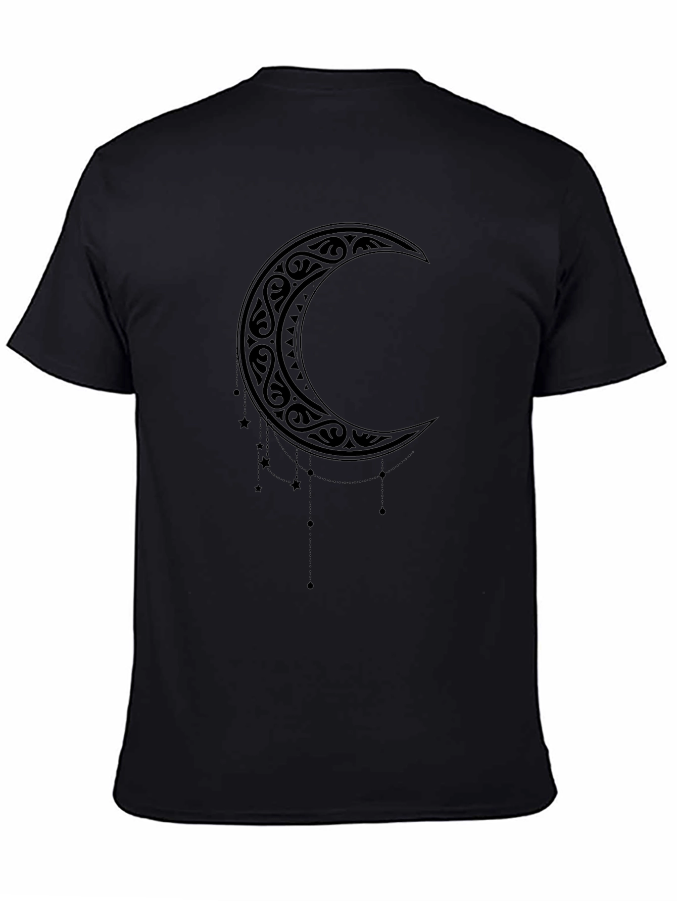 Tribal Crescent Moon Graphic Tee - Black