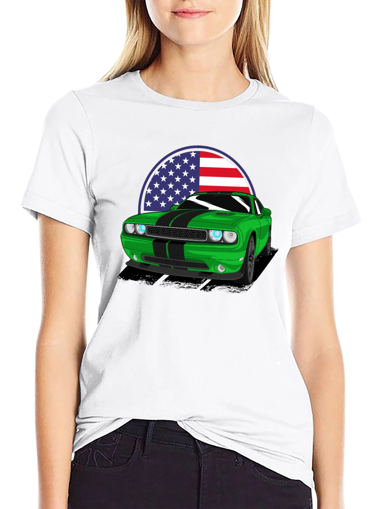 American Muscle Car T-Shirt - Green Challenger
