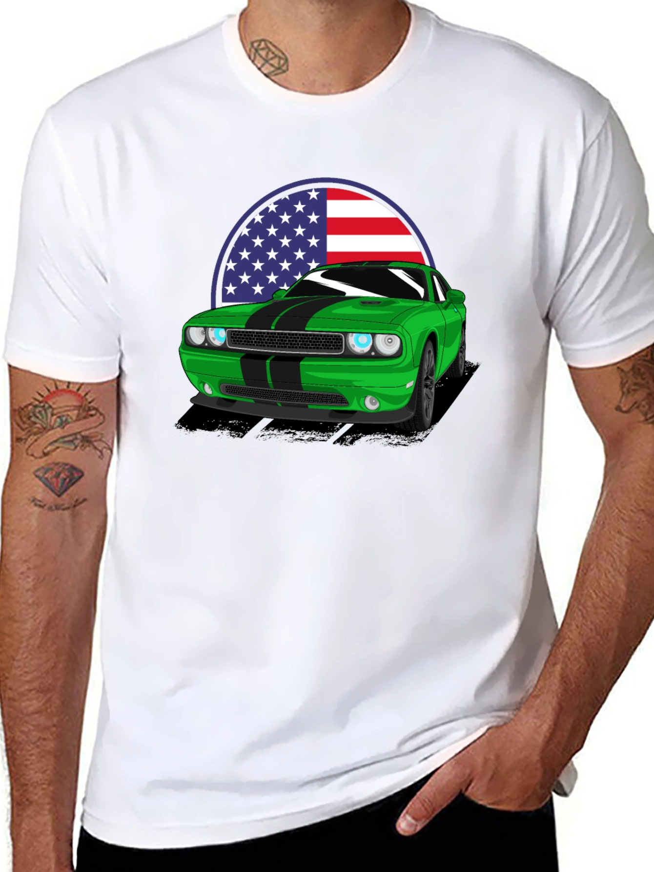 American Muscle Car T-Shirt - Green Challenger