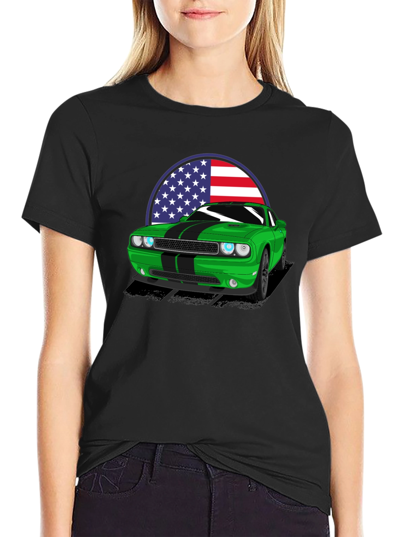 American Muscle Car T-Shirt - Green Challenger
